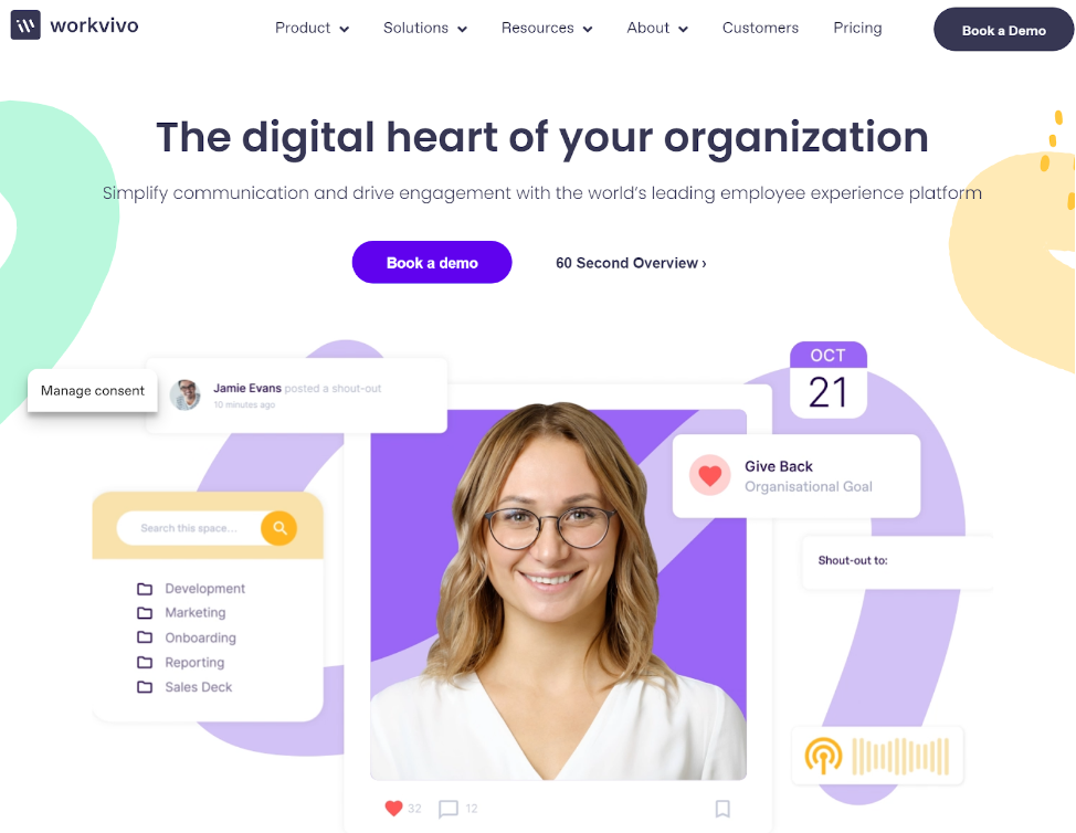 Workvivo kezdőoldal