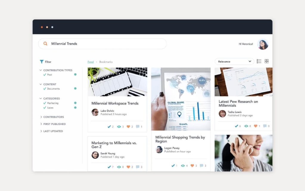 A Bloomfire által biztosított tudásbázis megoldás példája