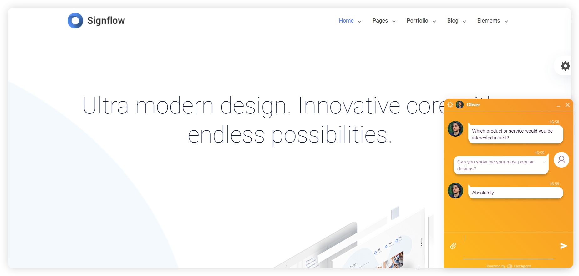 Proaktív chat meghívás ablak példája