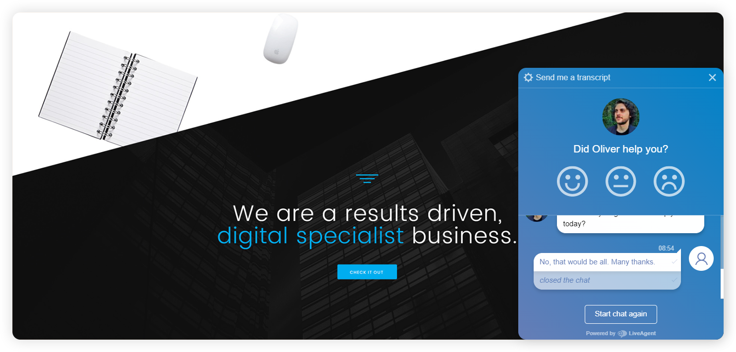 Vállalati ügynök rangsorolási ablak példája