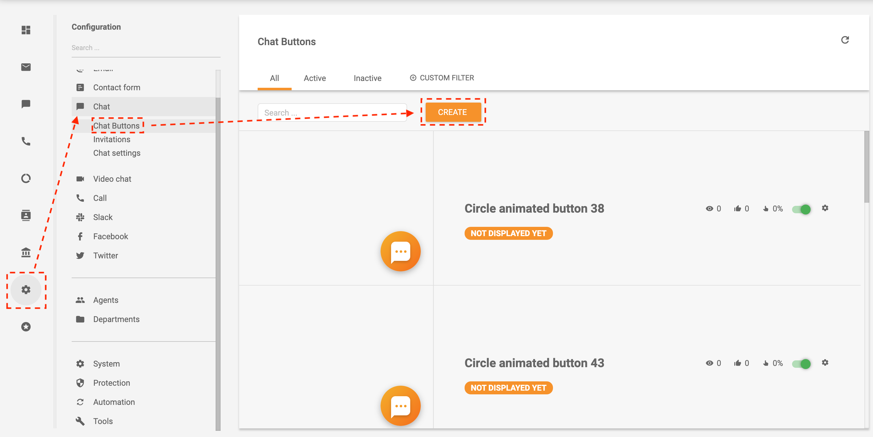 Csevegés gomb létrehozásának példája