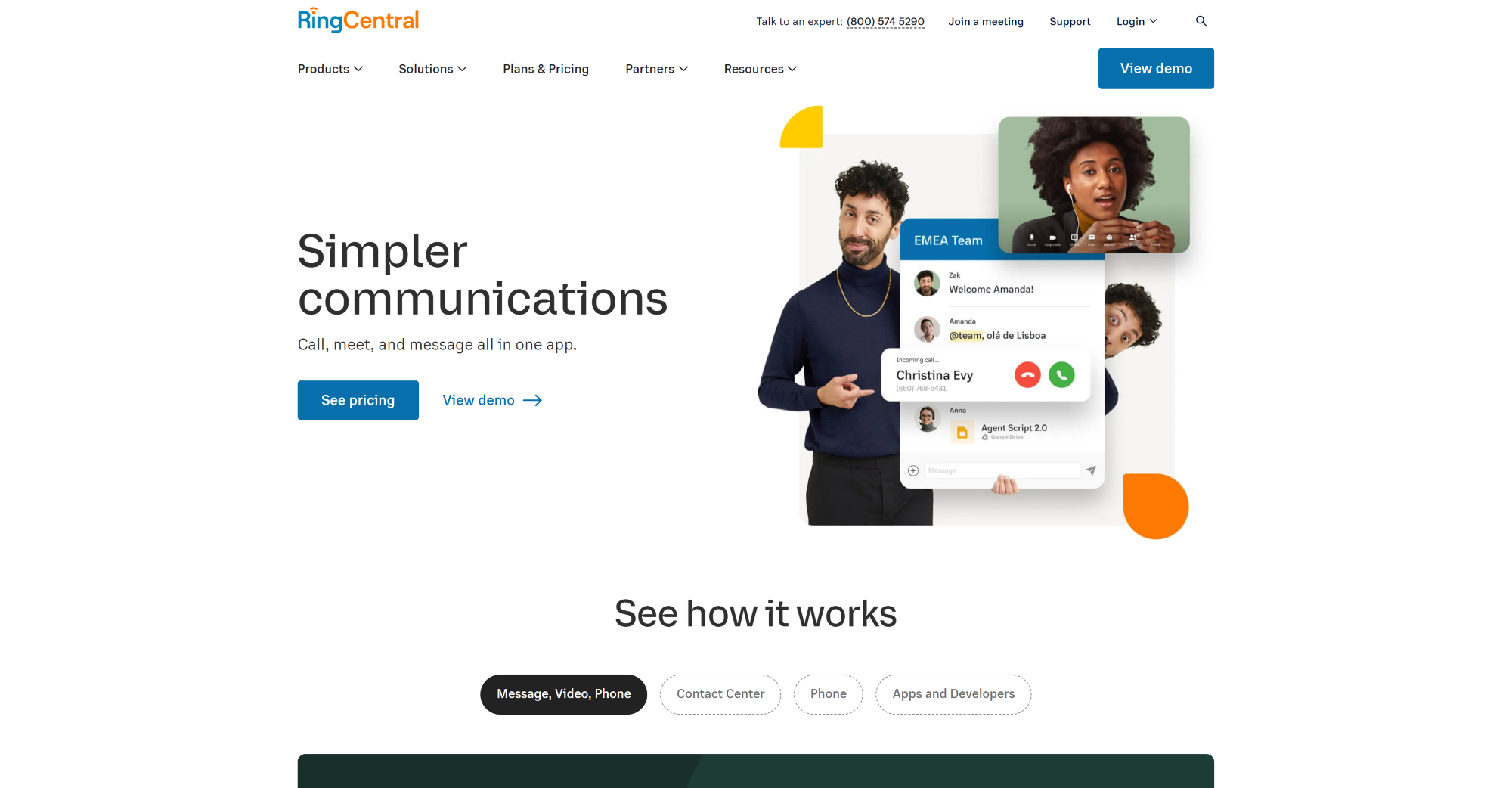 RingCentral Call Center szoftver kezdőoldala