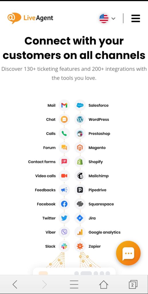 LiveAgent mobil kezdőoldala