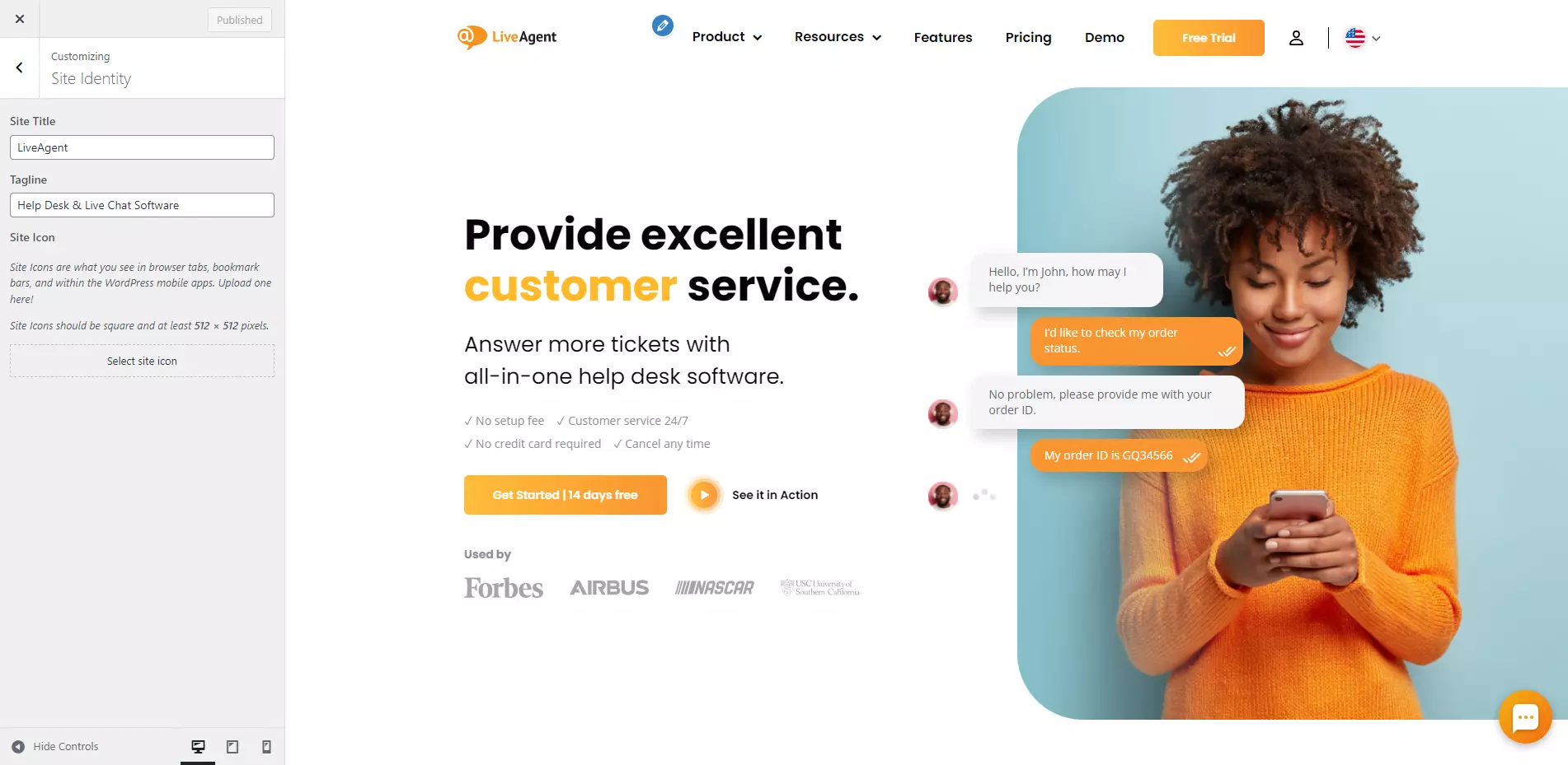 LiveAgent favicon beállításai