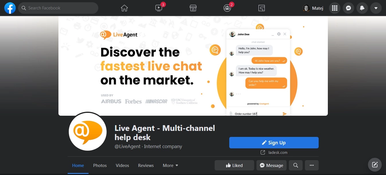 LiveAgent – Facebook oldal
