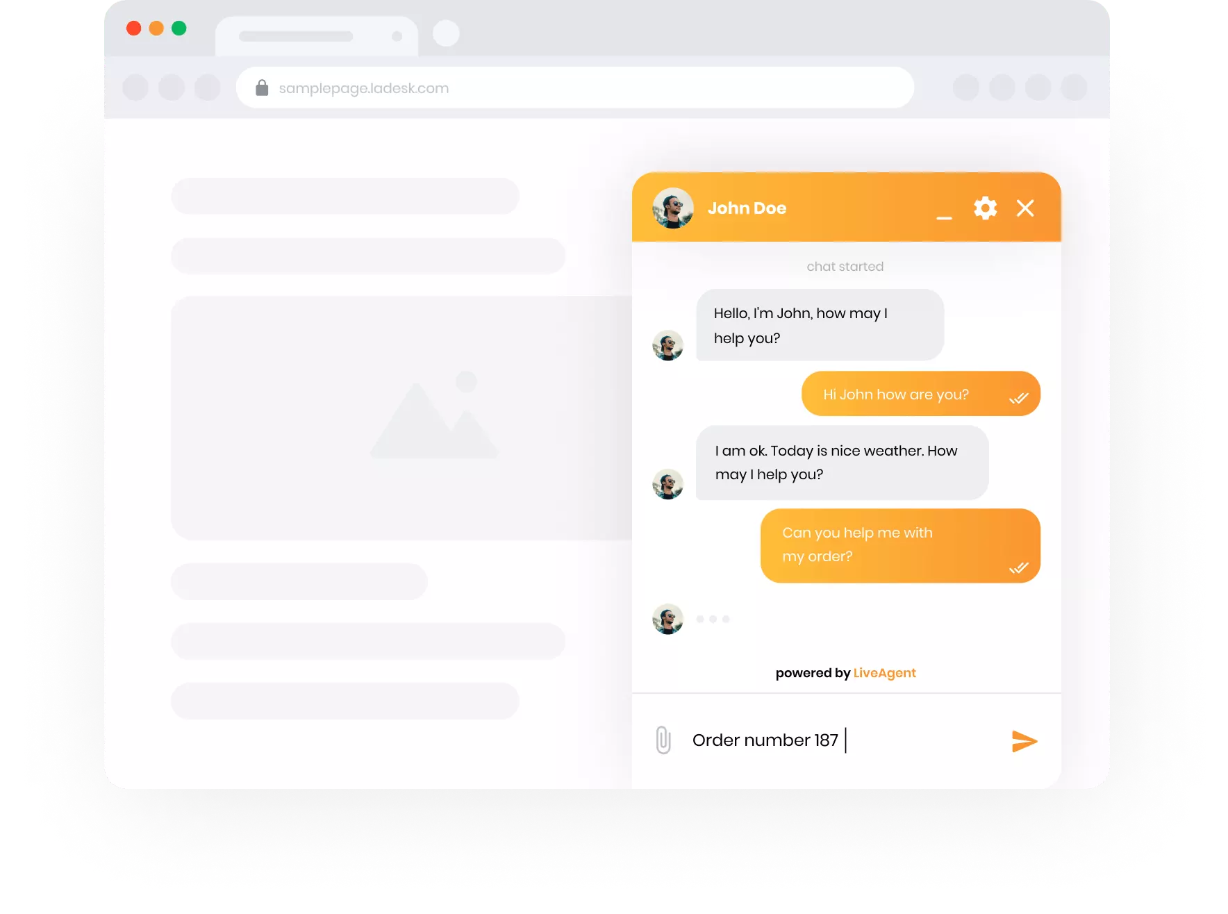 Beszélgetés egy ügyfél és egy támogatási ügynök között az élő chat ablakban