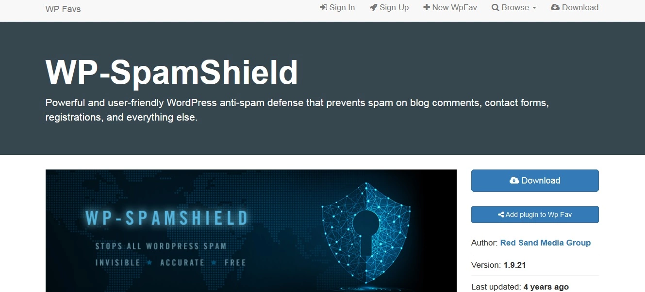 WP-Spam-shield weboldal