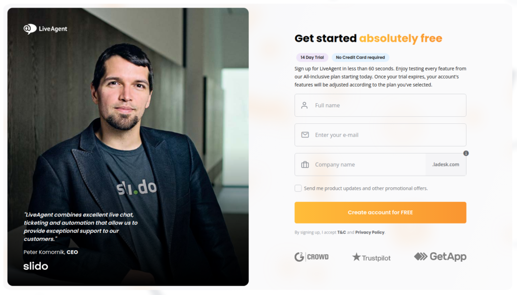 LiveAgent próbafiók