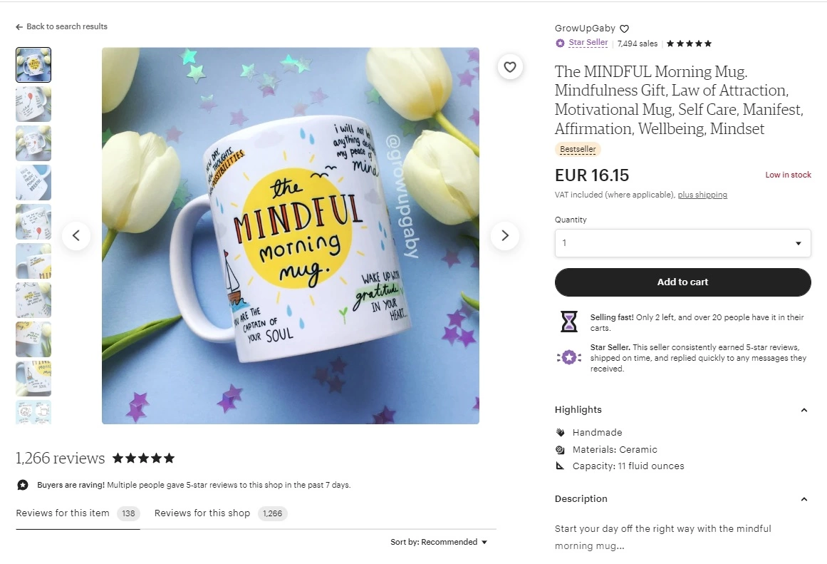 Etsy terméklistázási példa