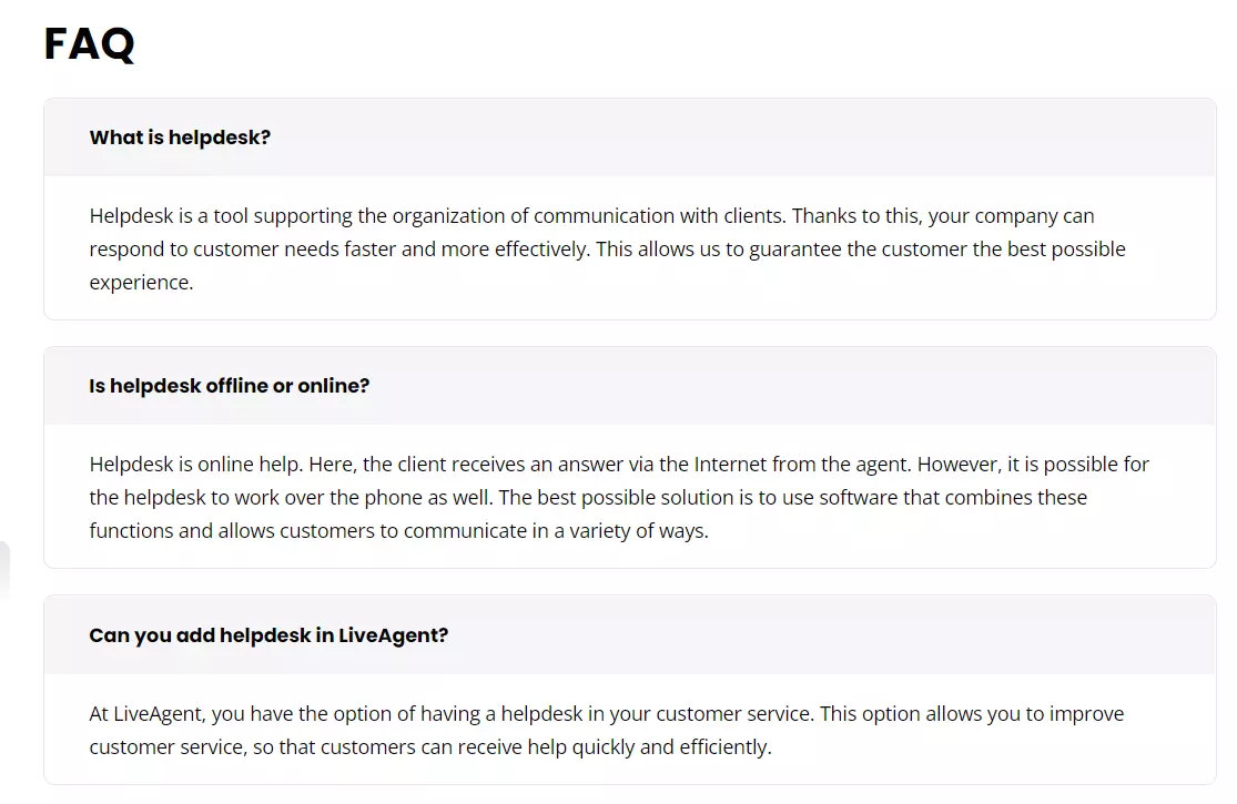 LiveAgent GYIK példa