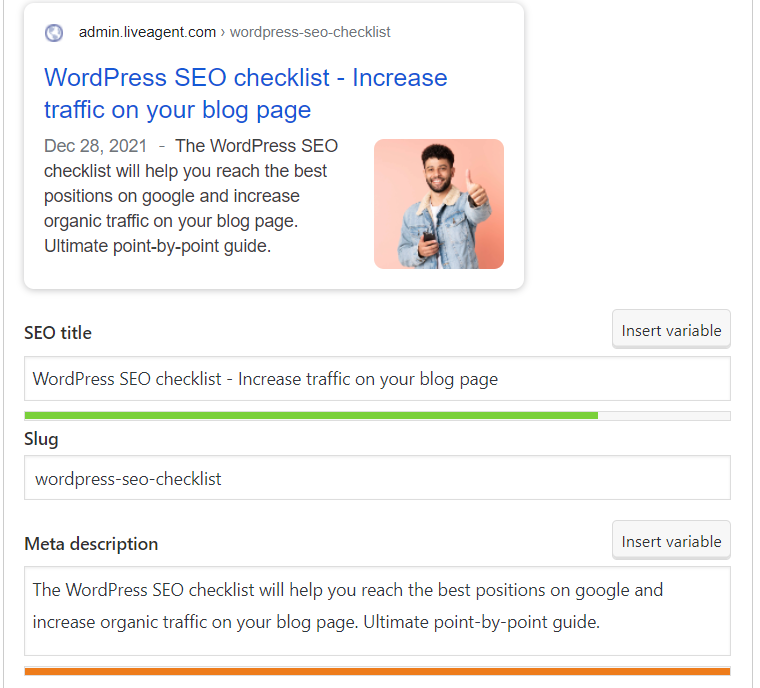 SEO cím és meta leírás kitöltésének példája