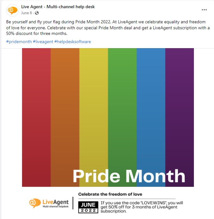 LiveAgent Pride Month kedvezmény ajánlat