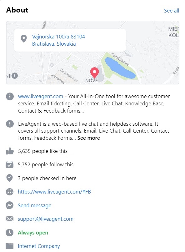 LiveAgent Facebook biográfiája