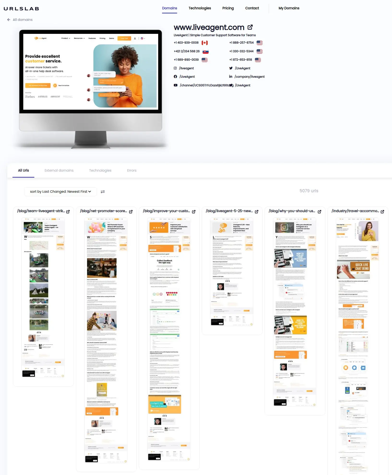 Weboldal képernyőképeinek gyors vizuális áttekintése
