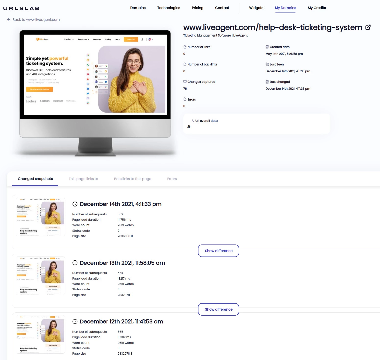 Szerezzen képernyőképet weboldala minden oldaláról naponta