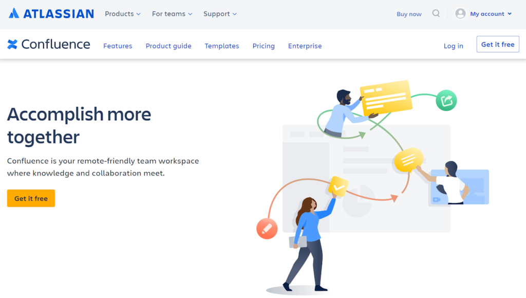 A Confluence szoftver elegáns kezdőképernyője
