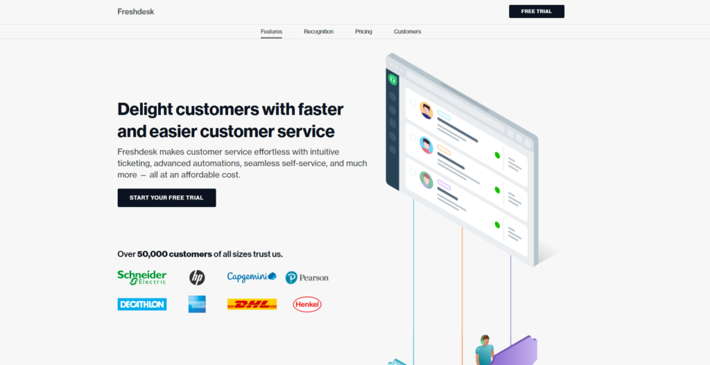 Freshdesk kezdőoldal