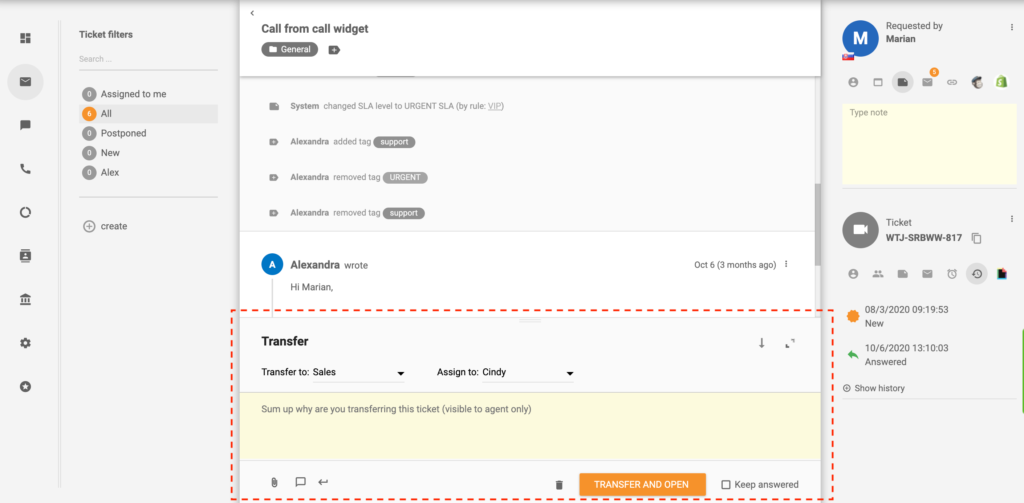 Jegy átadása - LiveAgent