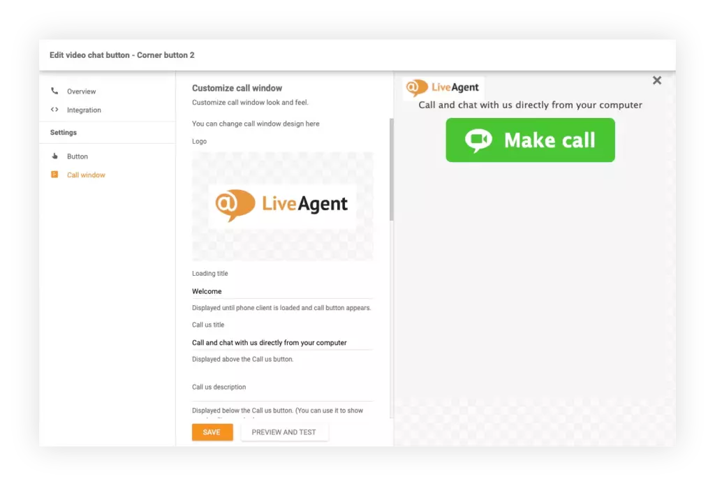 Videó chat gomb beállítások a LiveAgent-ben