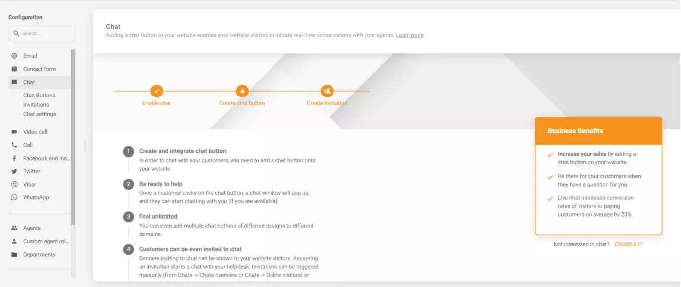LiveAgent csevegés konfigurációja