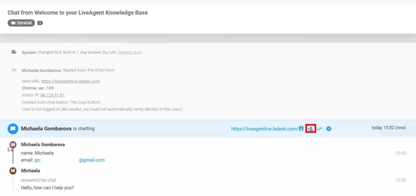 LiveAgent - munkatárs meghívása csevegéshez