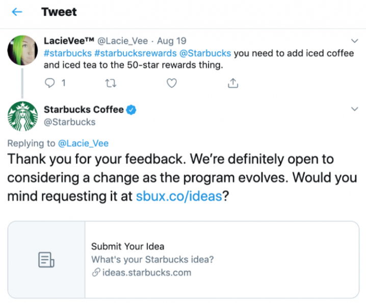Starbucks kávé tweet
