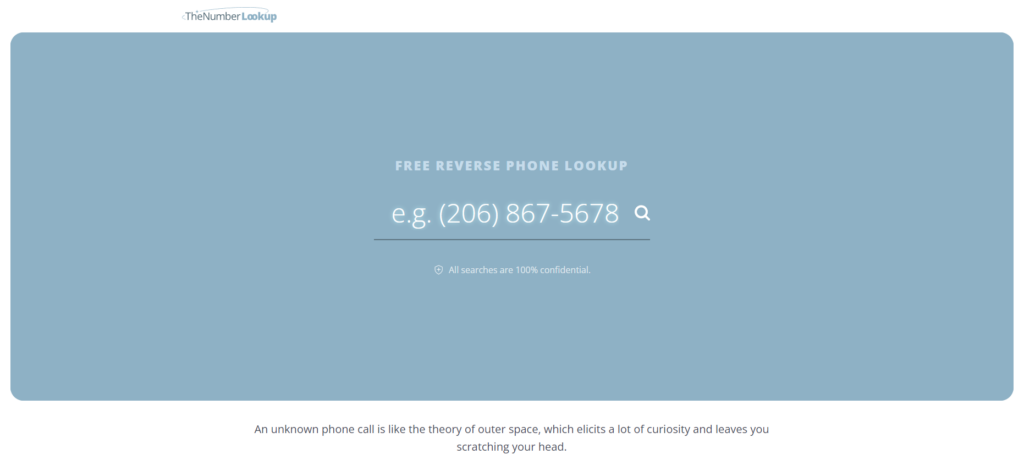 TheNumberLookup kezdőoldal
