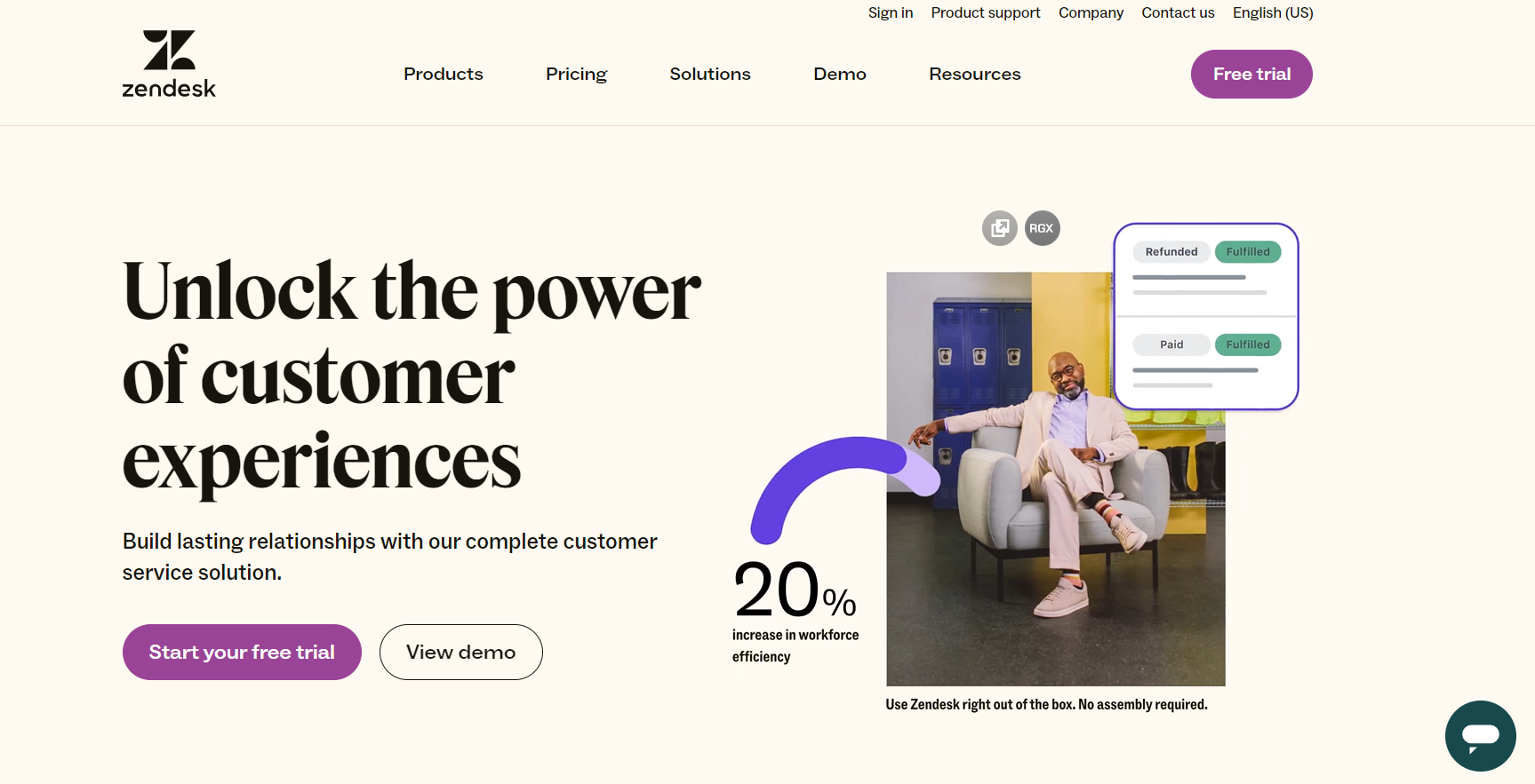 Zendesk Call Center szoftver kezdőoldala