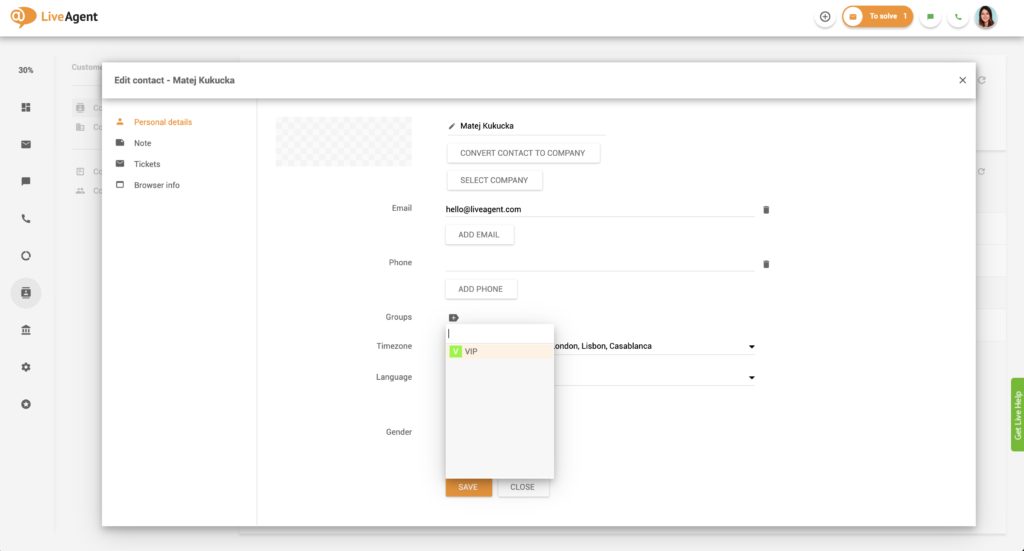 Ügyfél hozzáadása a kapcsolattartó csoporthoz