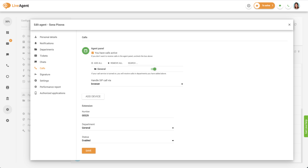 Ügynök hívásainak beállításai