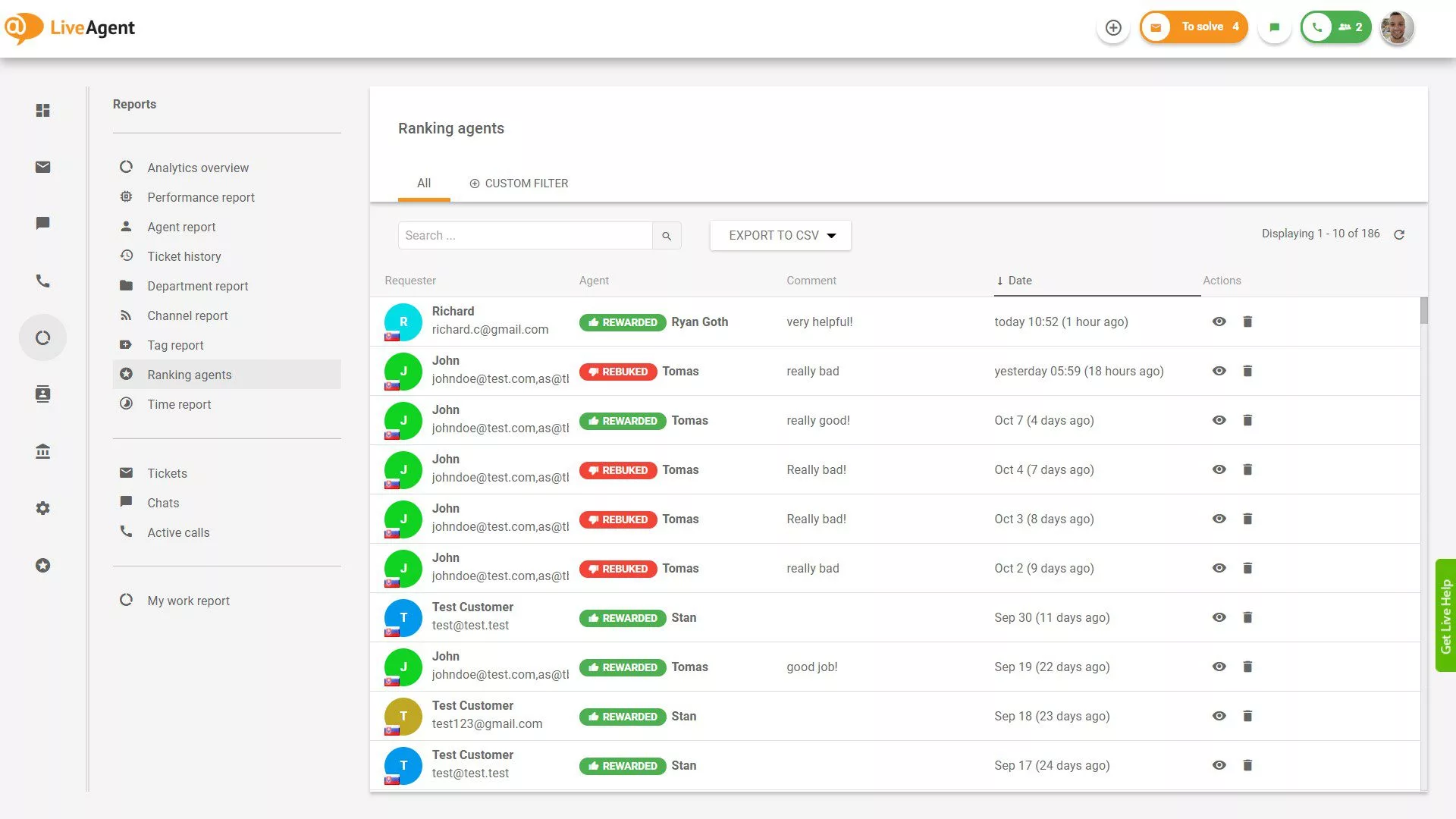 Ügynök rangsorolási áttekintés a jelentésekben
