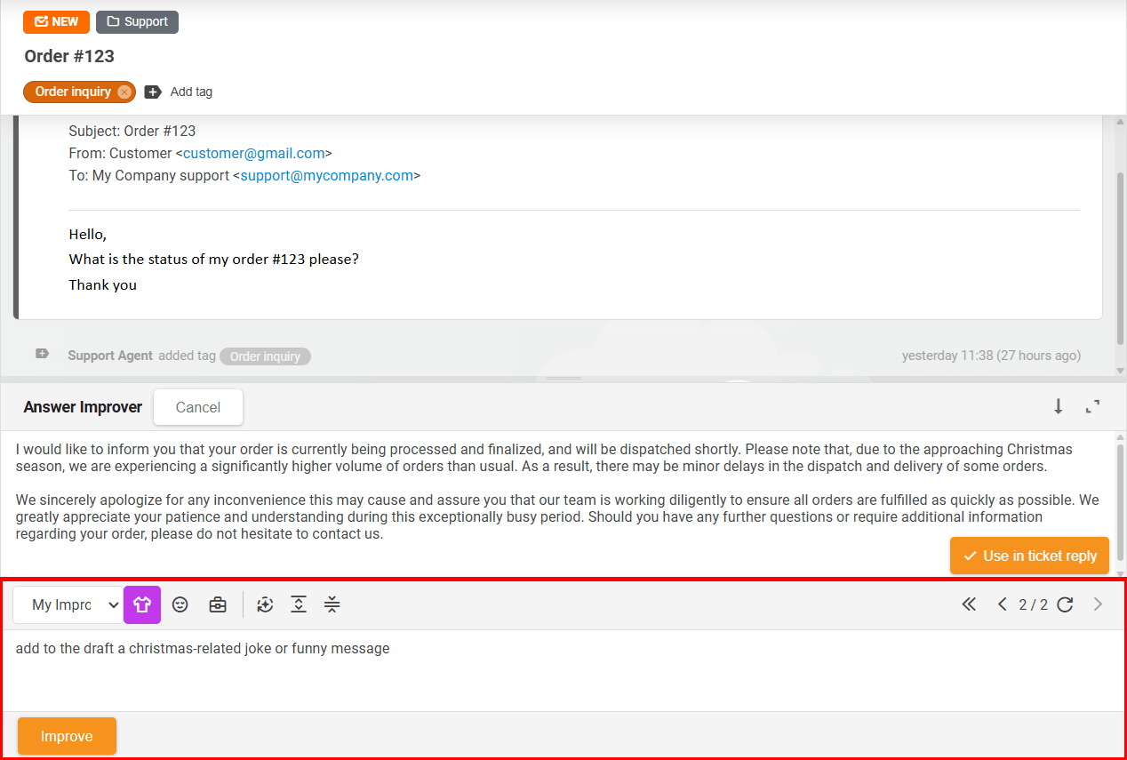 Válaszok szerkesztése az Answer Composer segítségével