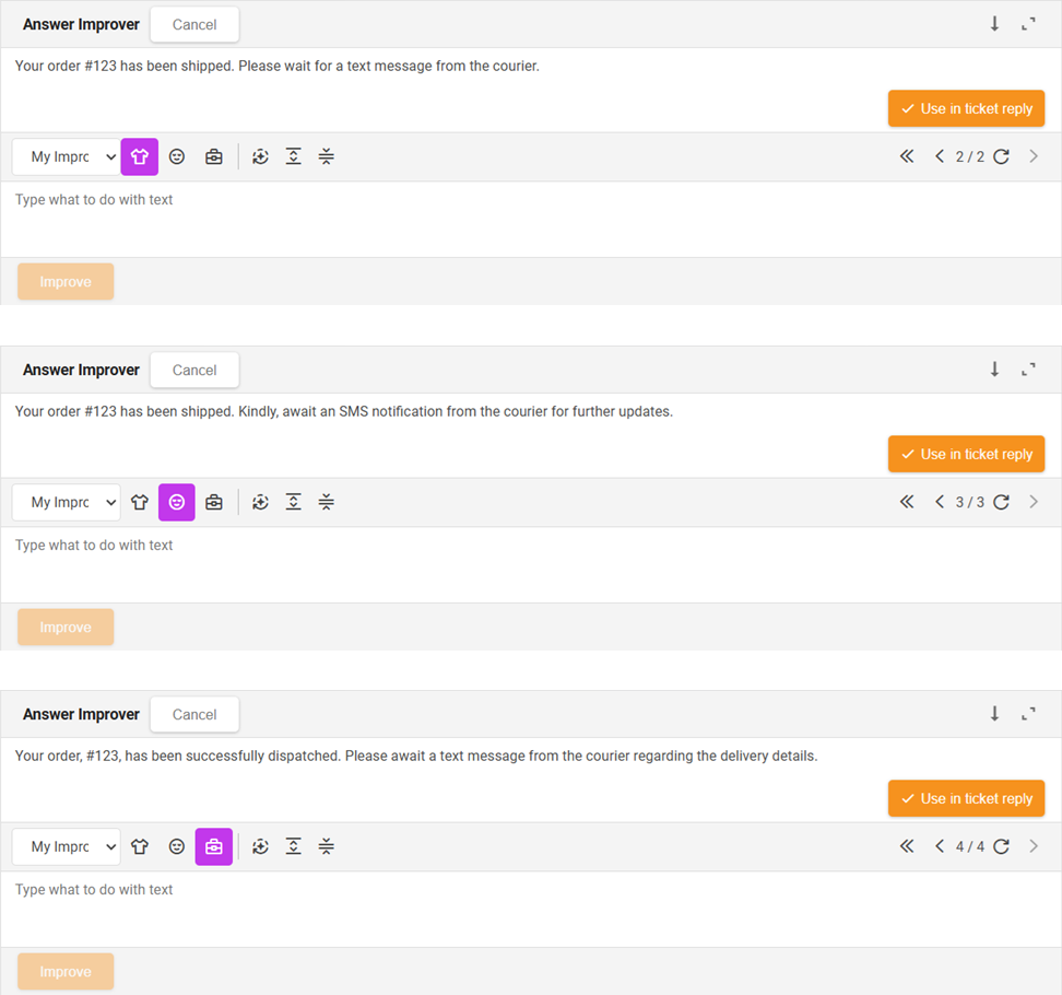 Answer Improver módok