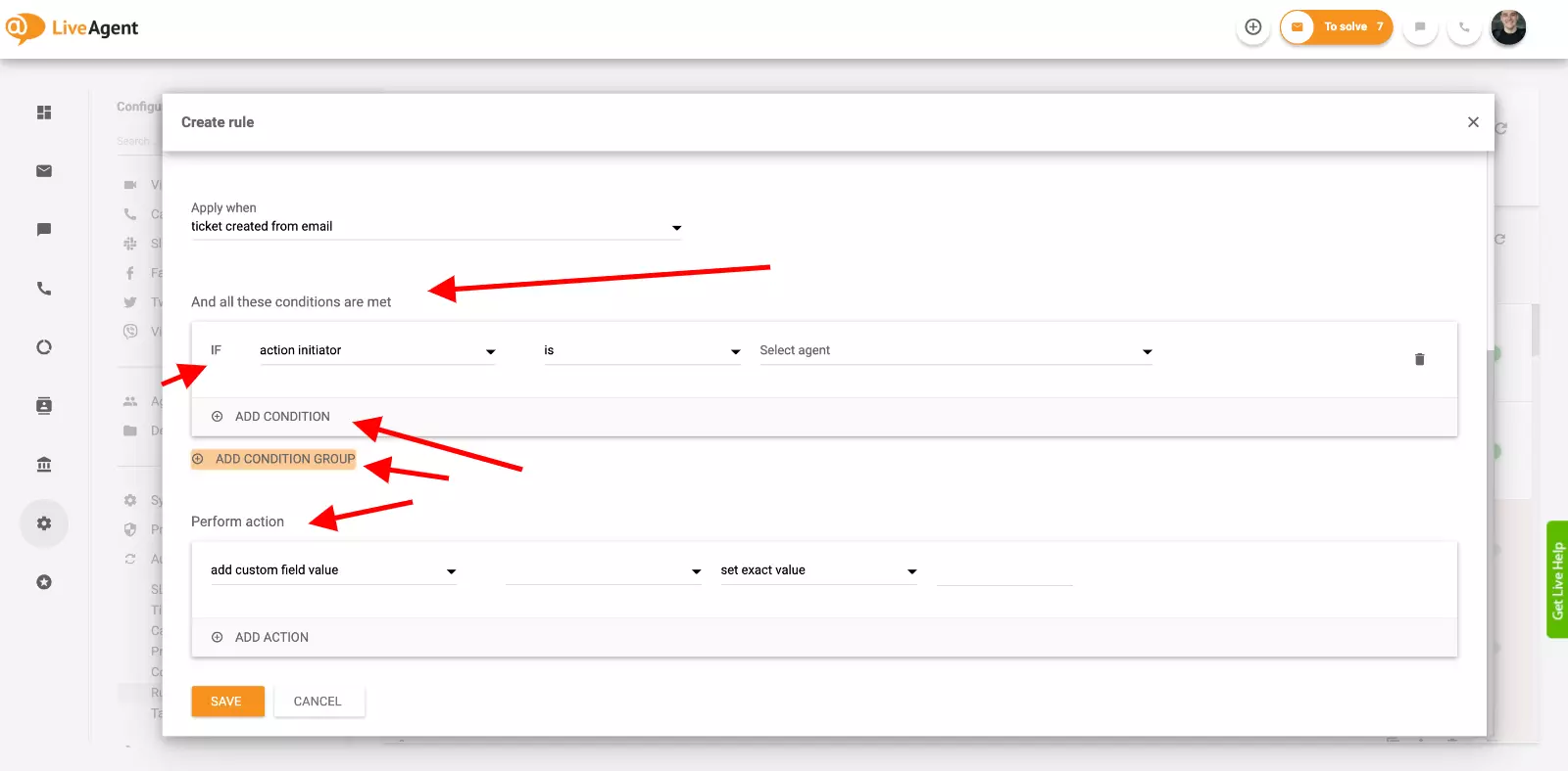 Automatizálás beállítása a LiveAgentben