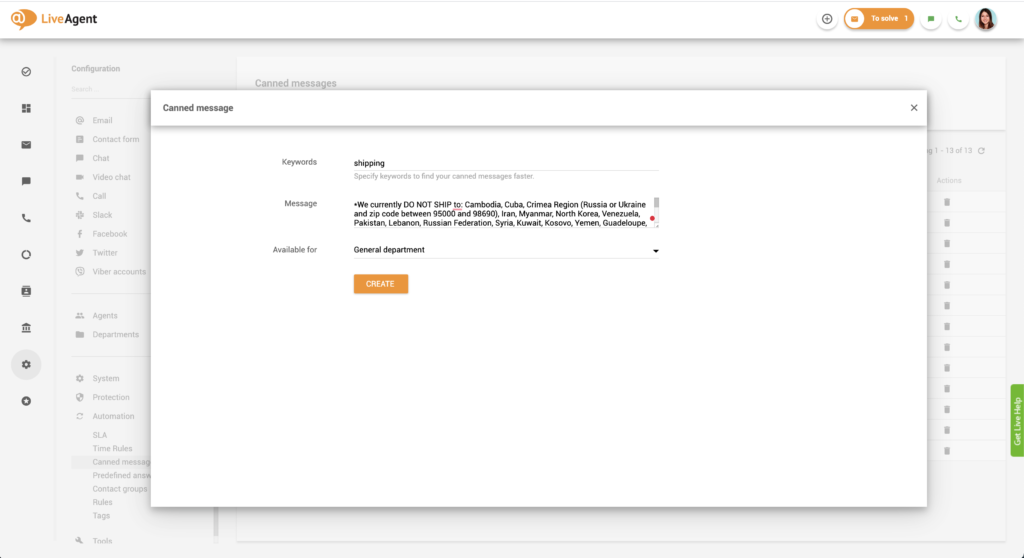 Előre megírt üzenet létrehozási űrlap