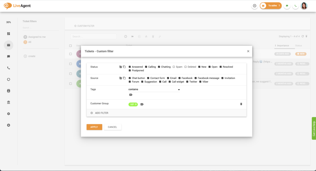 Kapcsolattartó csoport szűrése