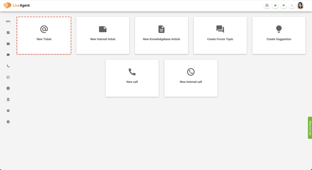 Új jegy létrehozása a LiveAgentben