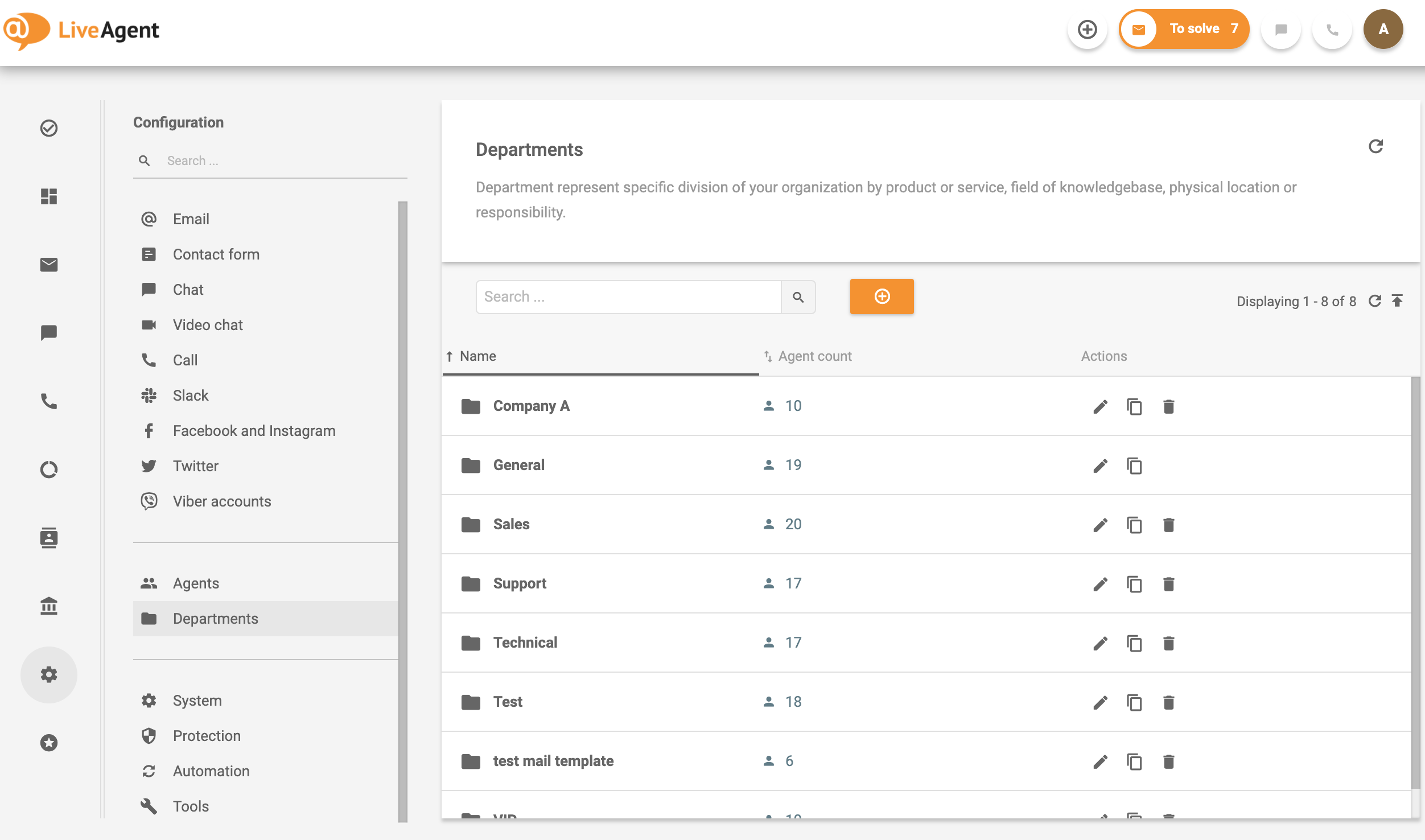 Osztályok a LiveAgentben