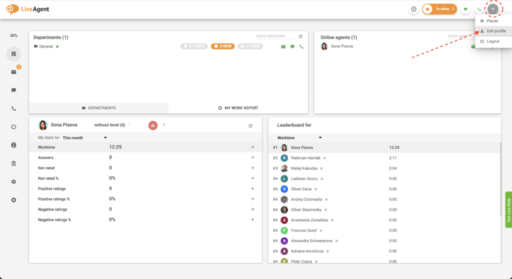Ügynökprofil szerkesztése