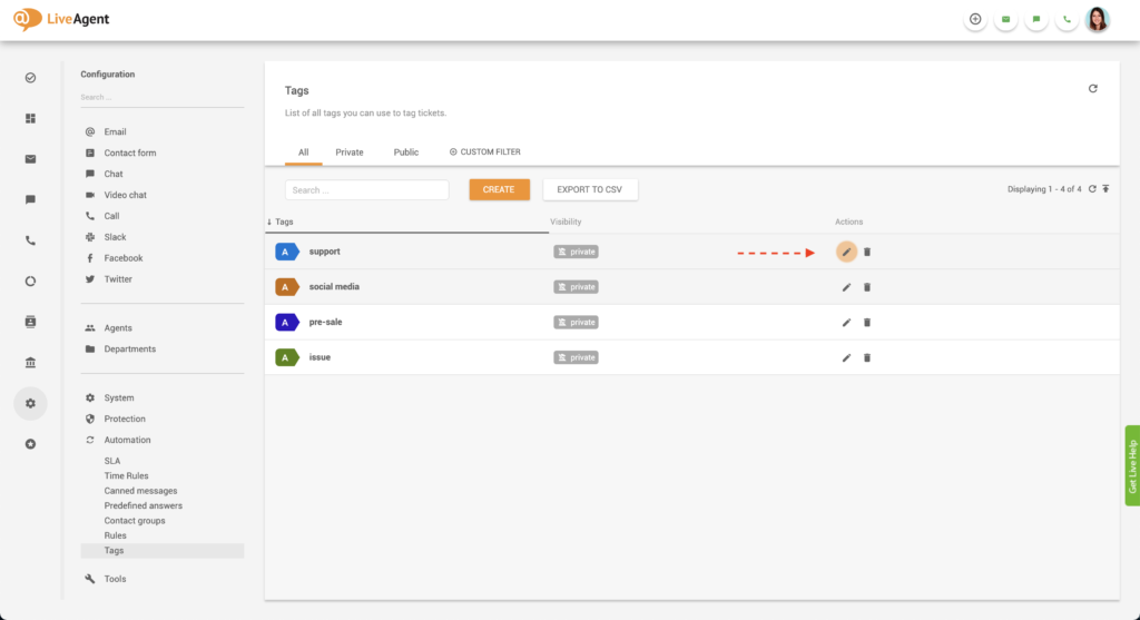 Címke szerkesztése