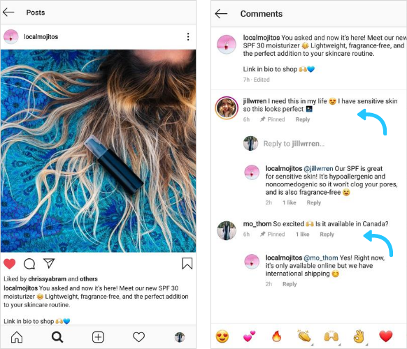 Instagram rögzített hozzászólások