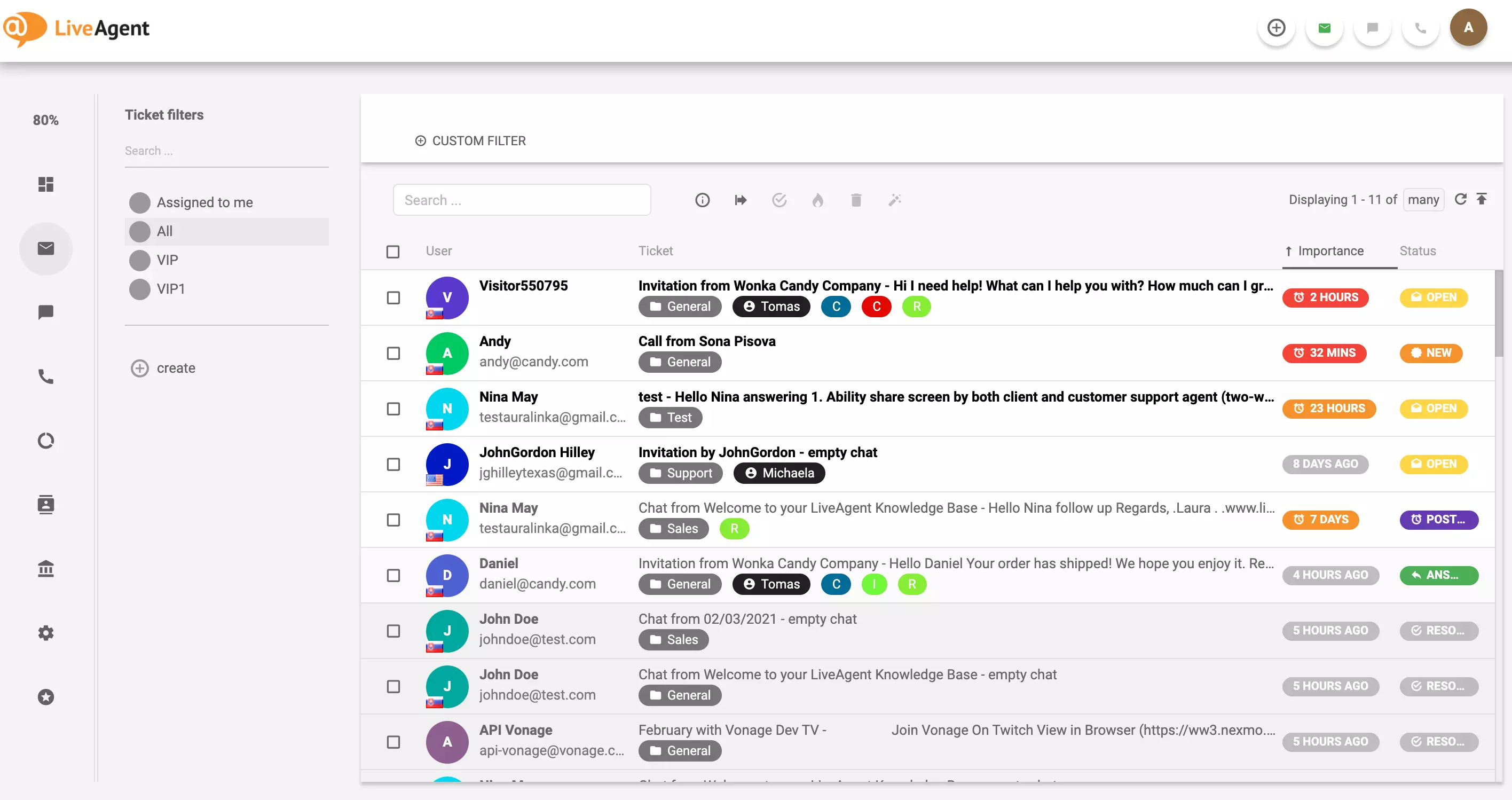 LiveAgent jegyek példája