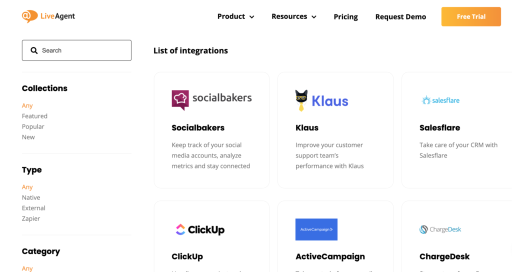 LiveAgent Integrációk