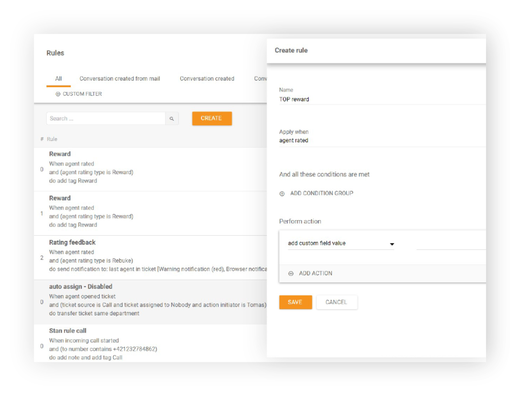 Szabály létrehozása a LiveAgentben