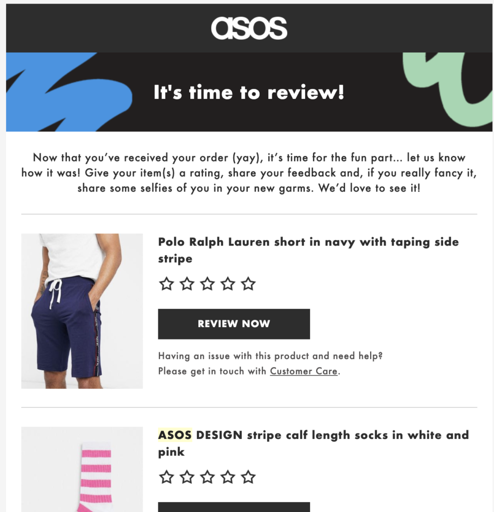 Asos vásárlás utáni e-mail sablon
