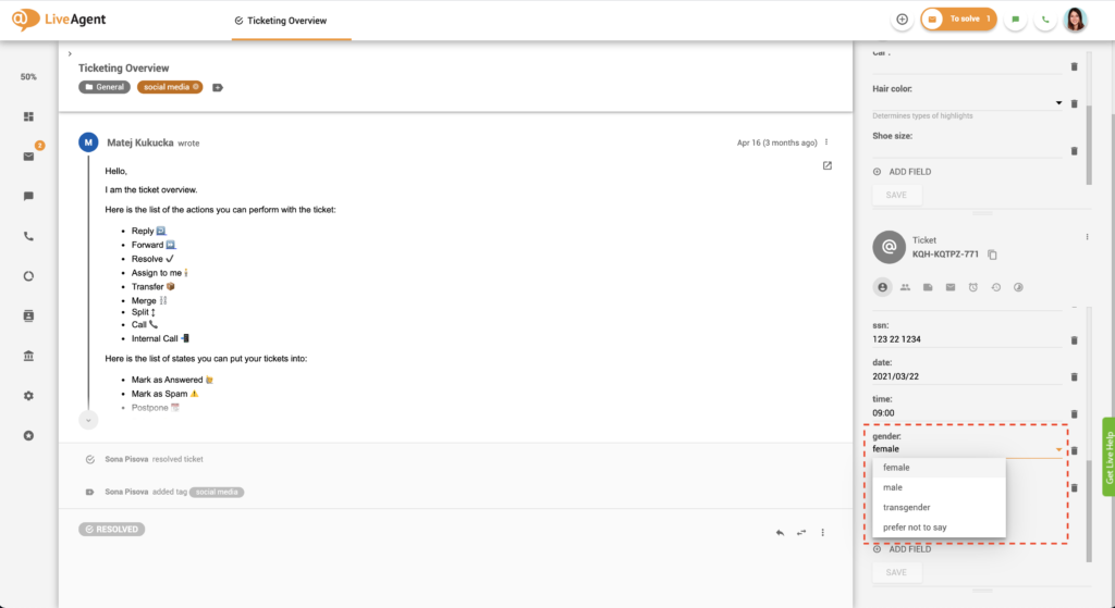 Jegykezők listamező példa