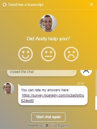 Ügynök értékelése az élő csevegésben