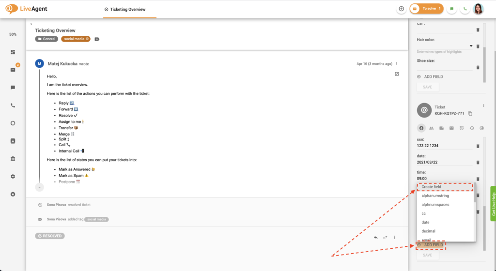 Új jegymező hozzáadása a jegynézetben
