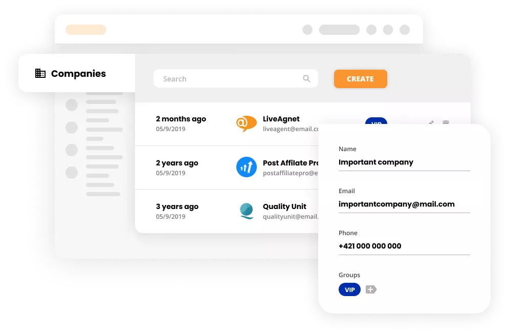 A vállalatok funkciójának mockupja