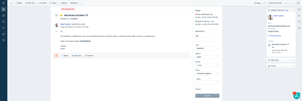 A Freshdesk jegykezelő környezete